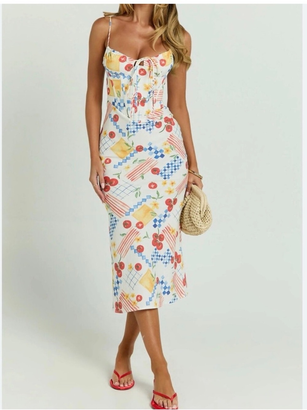 SHOWPO MIKAYLA MIDI DRESS in Pomodoro Paradise Print size 16